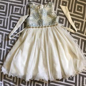Girls American Princess Size 6 Formal/ Gown · Floral ·Cream/Smoky Blue